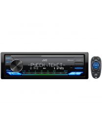 JVC KD-X375BT Auto radio sa daljinskim upravljačem, snage 4x 45 W, LCD ekranom, AUX I USB ulazom i promenjivom bojom osvetljenja tastera.  