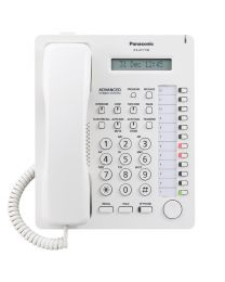 Panasonic KX-AT7730SX-W Sistemski telefon sa 12 programabilnih tastera, jednorednim LCD displejom sa 16 karaktera, Spikerfon, Auto answer i Mute tasterima.